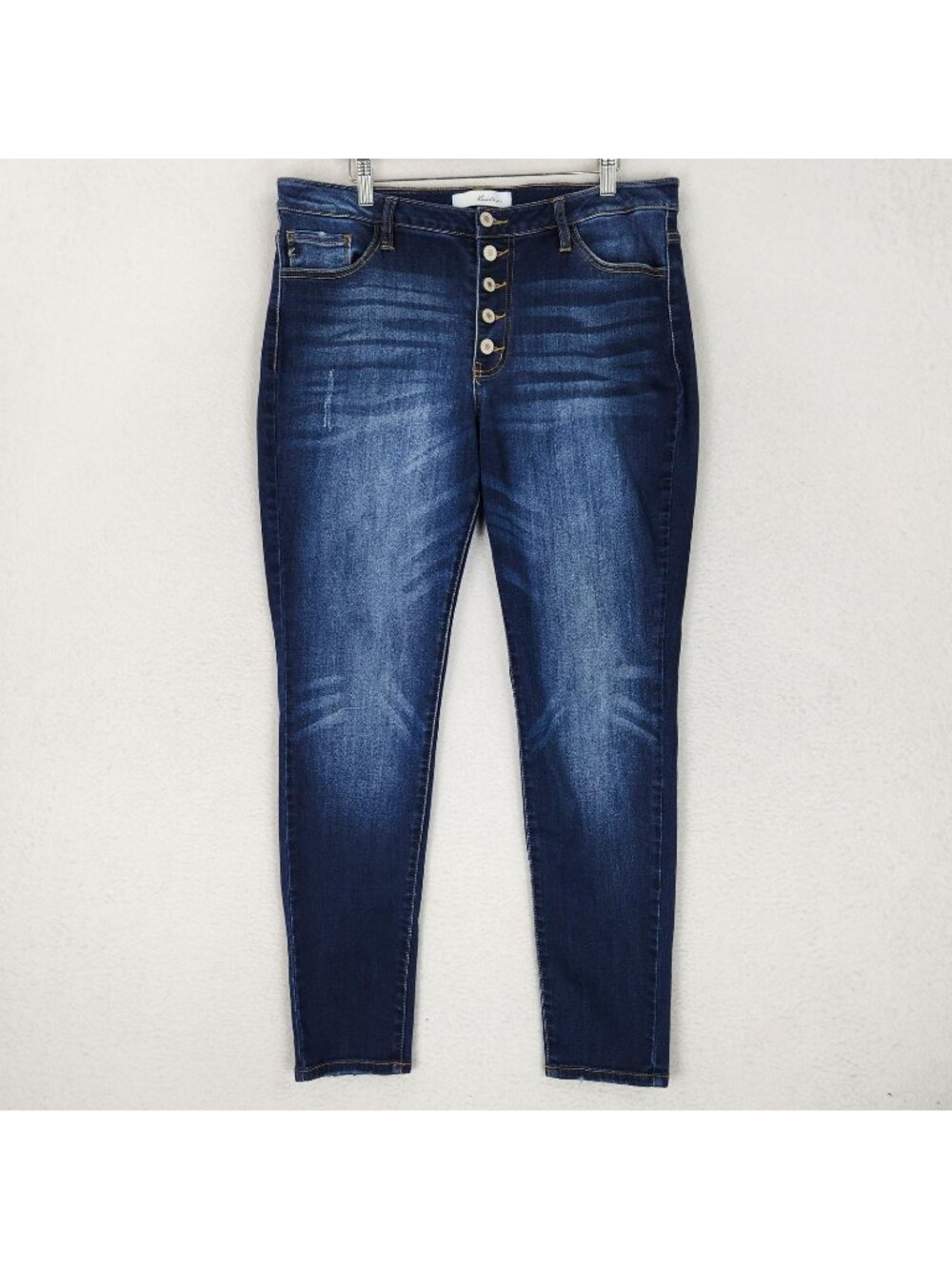 KanCan Jeans Womens XL Blue High Rise Skinny Leg Button Fly Stretch Denim